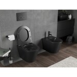 MEXEN/S - Rico Závesná WC misa Rimless Tornado vrátane sedátka s slow slim, duroplast, čierna mat 30721085T