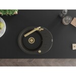 MEXEN/S MEXEN/S - Kevin granitový drez s odkvapkávačom vrátane batérie Duero, čierna/zlatá metalik 6517-75-671600-50
