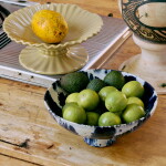 HK living Kameninová miska na podstavci 70's Indigo Large