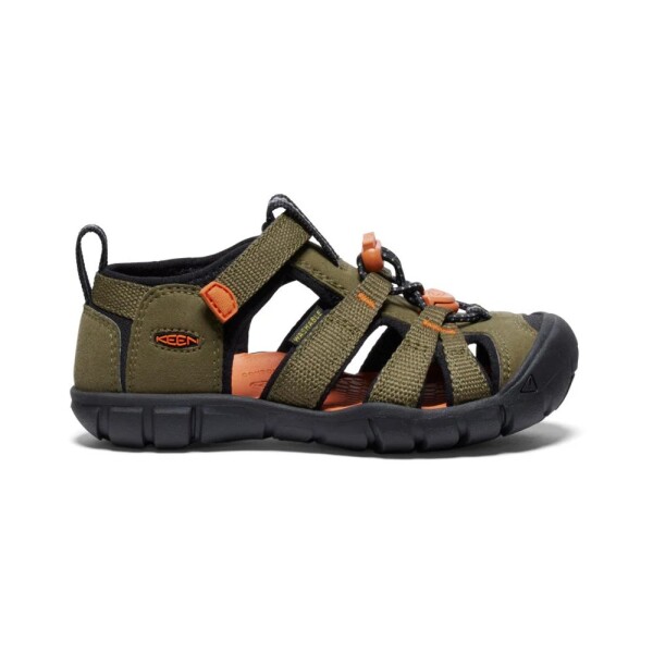 Chlapčenské sandále KEEN SEACAMP II CNX dark olive/gold flame - 35