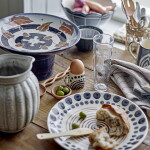 Bloomingville Keramická misa na nôžke Myrna Dark Blue