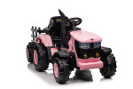 Mamido Mamido Detský elektrický traktor s vlečkou 12V 7Ah EVA kolesá ECO koža ružový