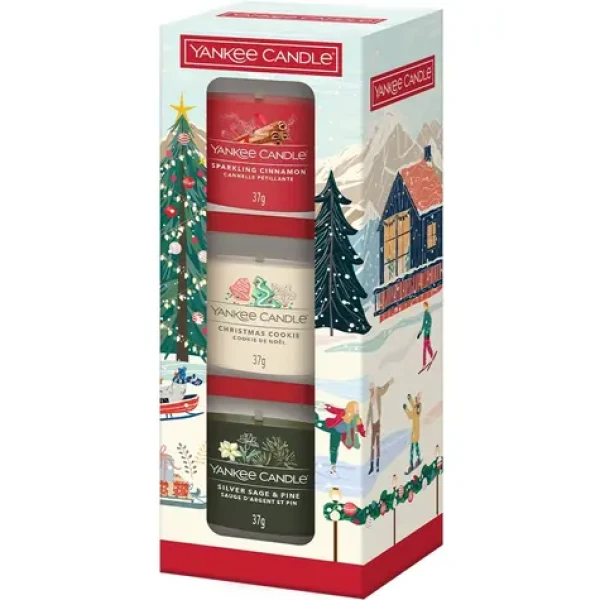 Yankee Candle darčeková sada 3 sklenených votívnych sviečok Christmas Classics 2025 (5038581166407)