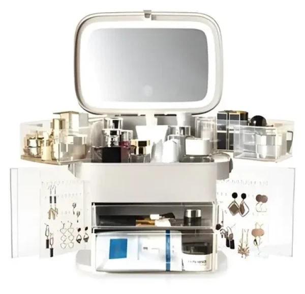 RIO Ultimate Beauty Storage Box / Kozmetický úložný box so zrkadielkom / stmievateľné LED osvetlenie (5019487087331)