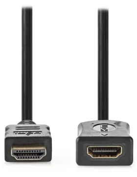 Nedis HDMI predlžovací kábel čierny 5m / Predlžovací kábel / HDMI 2.0 / S ethernetom / 4K 60Hz / Pozlátené konektory (CVGL34096BK50)