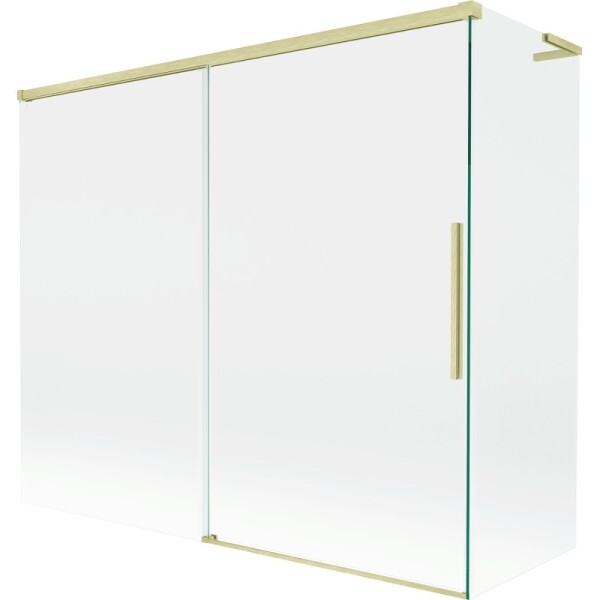 MEXEN/S - Rox L vaňová zástena 2-krídlová posuvná 180 + 90 x 150, transparent, zlatá kartáčovaná 8C9L-180-090-55-00