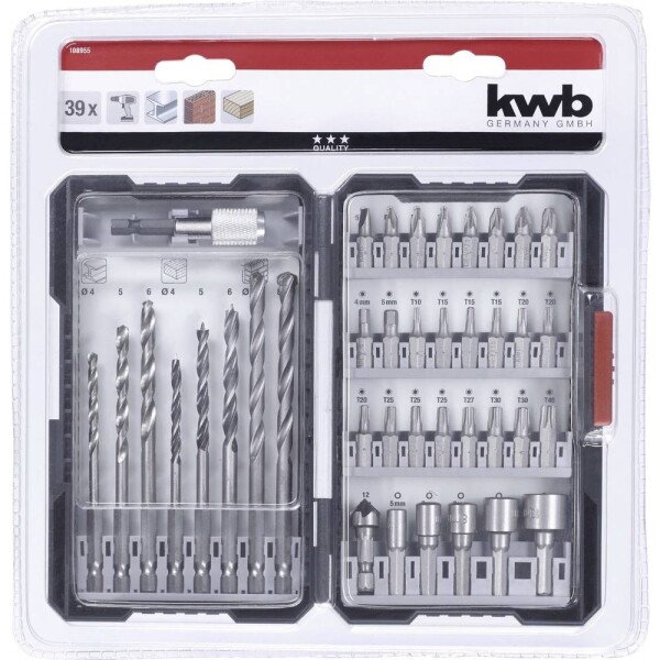 Kwb 108955 39-dielna sada bitov a vrtákov; 108955