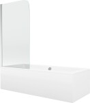 MEXEN/S - Cube obdĺžniková vaňa 170 x 80 cm s panelom + vaňová zástena 80, transparent, chróm 550517080X9008010100