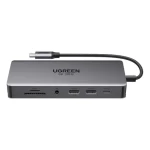 Ugreen CM681 15978 USB-C HUB / dokovacia stanica / 4X USB / 2x HDMI / DisplayPort / AUX / PD 100W (15978)