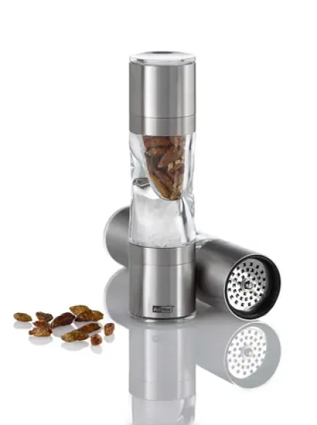 AdHoc DuoSpice Mini / Mlynček a krájač korenia / keramický mechanizmus / plynulé nastavenie hrubosti / 15 cm (MP291)