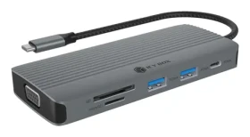 Icy Box IB-DK4040a-CPD strieborná / Dokovacia stanica / USB-C / 10v1 / HDMI 4K / VGA / PD 100W / Gigabit LAN (IB-DK4040A-CPD)