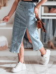 Džínsová midi sukňa s rozparkom MORETES modrá FashionStreet CY0481 XL