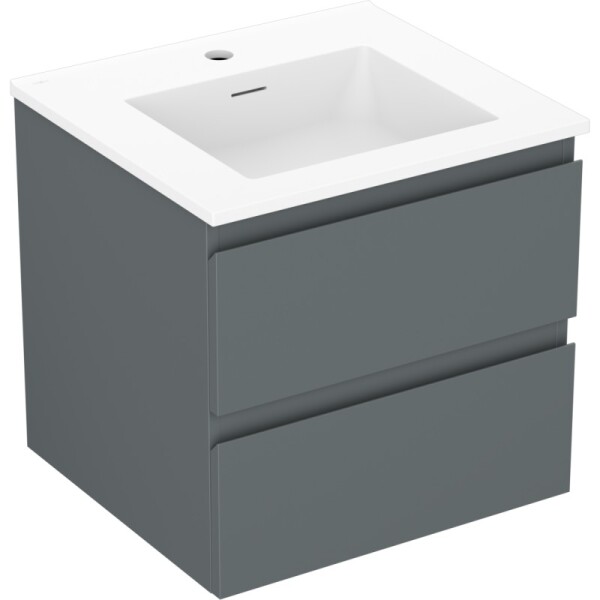 MEXEN/S - Orio kúpeľňová skrinka 50 cm s umývadlom Otis, 2 zásuvky, grafit mat/biela mat 91A10-05047-2-BFF66-W18M01