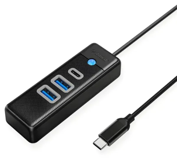Orico PWC2U-C3 čierna / USB hub / 3 porty / 2x USB-A 3.0 / 1x USB-C 3.0 / kábel 0,15 m (PWC2U-C3-015-BK-EP)