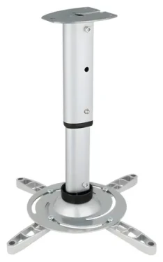 Techly 301559 strieborná / Stropný držiak projektora / nosnosť 15 kg / náklon 0-30 ° / otočný 360° / tyč 30-37 cm (301559)