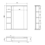 AQUALINE - KORIN STRIP zrkadlo s LED osvetlením a poličkami 52x70x12cm KO355S