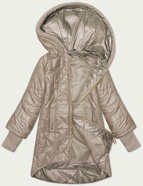 Dámska prešívaná bunda v ťavej farbe s ozdobným sťahovacím lemom S'West (B8345-12) odstíny béžové 46