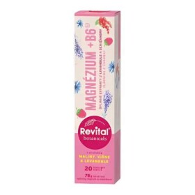 REVITAL Botanicals magnézium + B6 malina višňa a levanduľa 20 šumivých tabliet