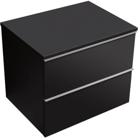 CERANO - Kúpeľňová skrinka Velora - čierna matná, úchytka chrómová + doska pod umývadlo Navira Slim - 18 mm - 60x54,8x46,5 CER-664777