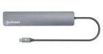 Manhattan 181167 sivá / USB hub / 4X USB-A + 3x USB-C / USB 3.2 Gen 2 / Power Delivery 100W (181167)