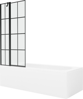 MEXEN/S - Vega obdĺžniková vaňa 170 x 70 cm s panelom + vaňová zástena 80, čierna vzor 550117070X9408117077