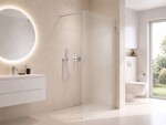 CERANO - Sprchová zástena Walk-in Orbis Round - Pravá - 8 mm - okrúhla vzpera - chróm, mliečne sklo - 110x200 CER-999943