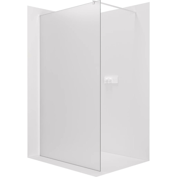 CERANO - Sprchová zástena Walk-in Onyx Round Ľ/P - 8 mm - guľatá vzpera - biela matná, mliečne sklo - 100x200 CER-8050BD244