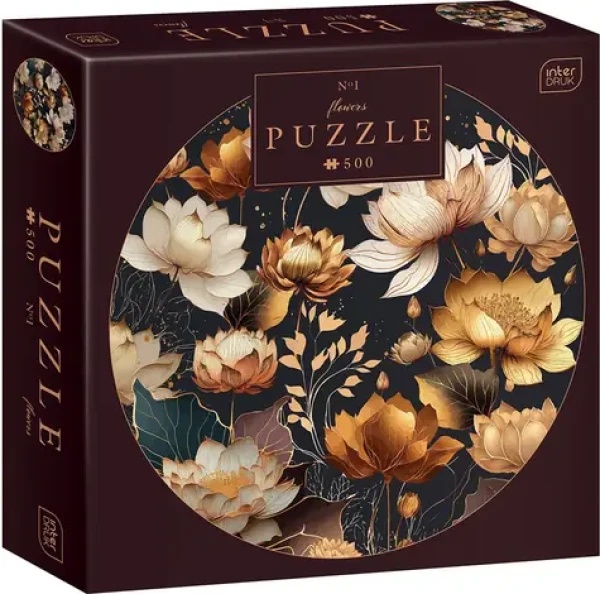 INTERDRUK Okrúhle puzzle Flowers: Zlaté kvety