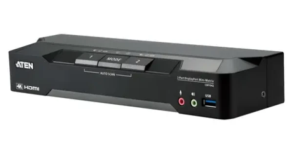 Aten 2- Port 4K DisplayPort Dual čierna / KVM prepínač / 2× PC / Dual-head / 4K / USB (CM1942-AT-G)