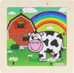 Drevené puzzle Farma: Dúhový deň
