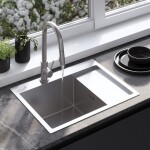 REA REA - Oceľový drez Fín BRUSH NICKEL s kuchynskou batériou KPL-96012