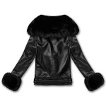 Čierna dámska bunda s kožušinovým golierom (61M8507-392A) odstíny černé S (36)