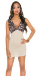 Sexy fineknitted-Party-minidress purplebeige Einheitsgroesse