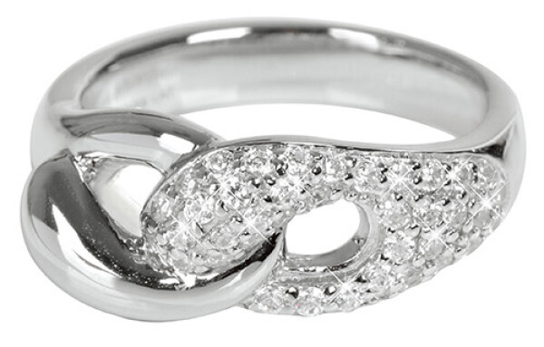 Silver Cat Prepletený strieborný prsteň so zirkónmi Classics SC073 60 mm
