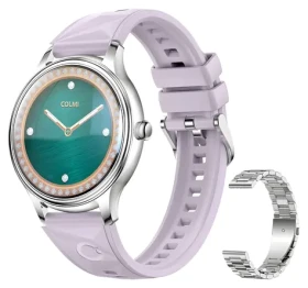 Colmi L28 strieborno-fialová, strieborný oceľový remienok / Chytré hodinky / AMOLED displej / Bluetooth volanie / IP68 (L28 Silver-purple)
