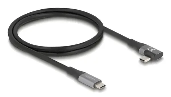 DeLock USB4 Thunderbolt 4 čierna / Kábel / USB-C rovný - USB-C lomený / 40 Gbps / PD 240 W / 1 m (81131)