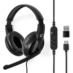 Nedis CHSTU210BK čierna / Slúchadlá s mikrofónom / Cez hlavu / USB-C / Dĺžka kábla 1,8 m (CHSTU210BK)