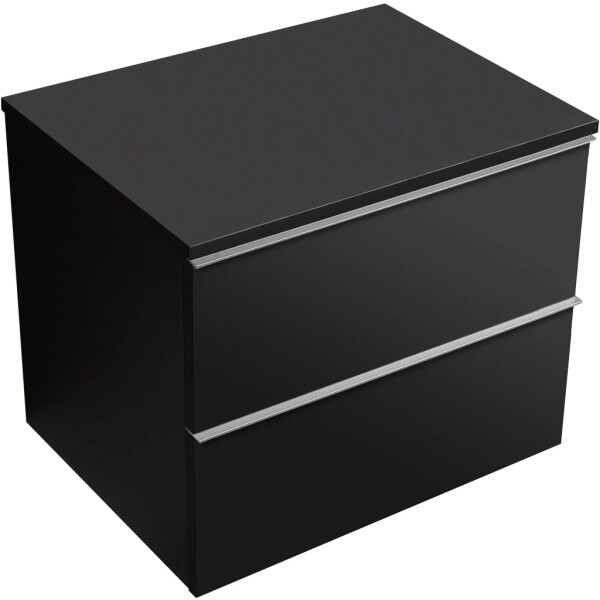 CERANO - Kúpeľňová skrinka Velora - čierna matná, úchytka chrómová + doska pod umývadlo Navira Slim - 18 mm - 60x54,8x46,5 CER-664777