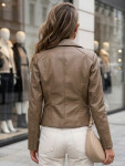 Dámská kožená bunda ve stylu Ramones TY5712 béžové - FashionStreet XL