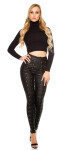 Sexy KouCla highw.leatherlook trousers with lacing black XL