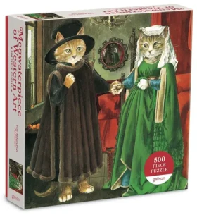 Galison Štvorcové puzzle Meowsterpiece: Arnolfiniho manželstvo