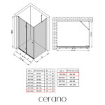 CERANO - Sprchovací kút Volpe L/P - 6 mm - chróm, transparentné sklo - 120x70x190 - zalamovacia CER-669655