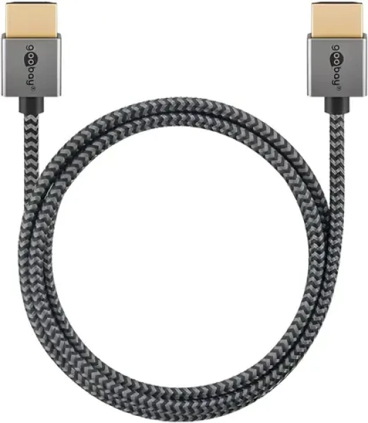 Goobay PLUS 75758 šedá / HDMI kábel / Ultra High Speed HDMI 2.1 / 8K 60Hz / 2 m (75758)