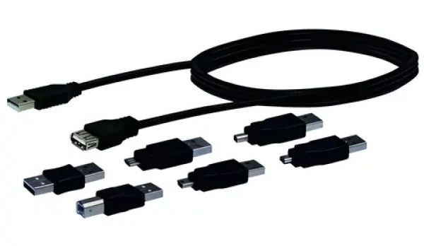 Schwaiger USB Universal sada 6 adaptérov čierna / Sada adaptérov / USB 2.0 / 1,5 m (CAUSET531)