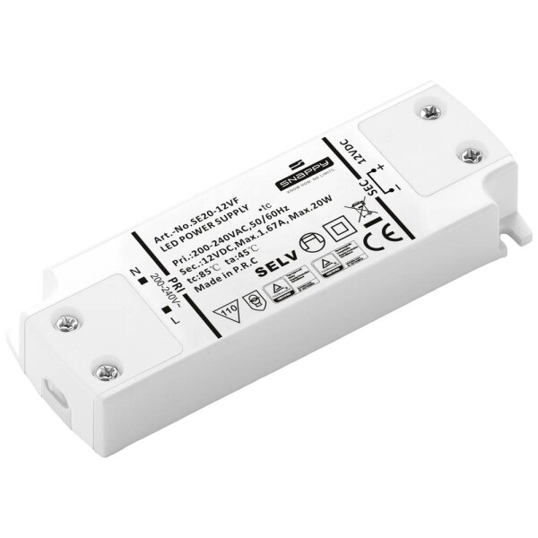 Dehner Elektronik SE 20-12VF (12VDC) napájací zdroj pre LED, LED driver konštantné napätie 20 W 1.67 A 12 V/DC schválenie nábytku, ochrana proti prepätiu,; SE 20-12VF (12VDC)