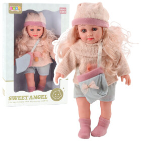 Mamido Bábika Sweet Angel vo vlnenom svetri s hríbikom a kabelkou 36 cm