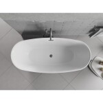 MEXEN/S - Luvo Slim voľne stojaca vaňa 170 x 75, biela/čierna, sifón a prepad gun meta 52801707575-95
