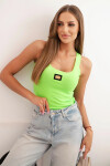 Dámsky prúžkovaný top s ozdobnou aplikáciou neónovo zelenej farby UNI