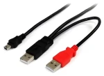 StarTech USB Y kábel pre externý disk čierna / 1x Mini-USB / 2x USB-A / 1,8 m (USB2HABMY6)