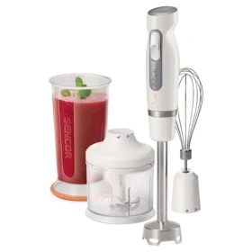 Sencor SHB 4378WH biela / Tyčový mixér / 800 W / nádoba 700 ml / sekáčik 500ml / šľahacia metla (8590669309009)